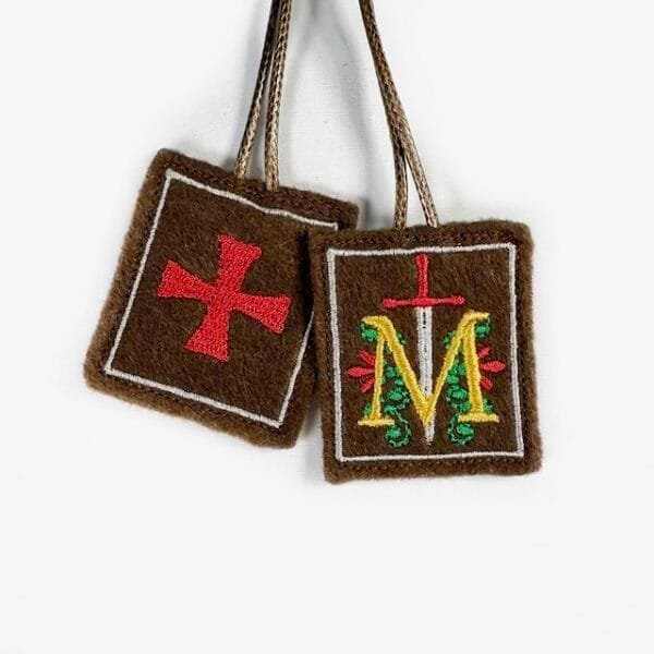 Premium Handcrafted Brown Scapular for Men – Crusader Shield - Made in England - Image 5