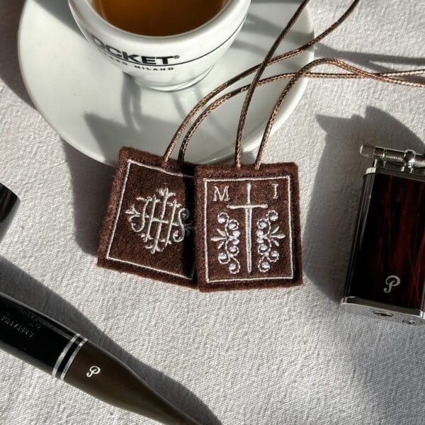 Premium Handcrafted Brown Scapular for Men – Sacred Emblem - Made in England