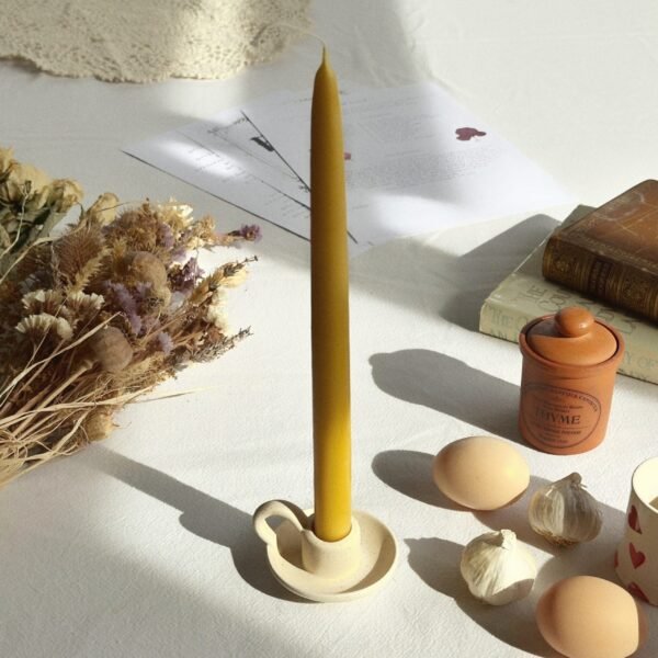 Alternative view of Tall 12" Pure Beeswax Dinner Candles (Pair)