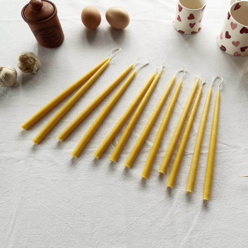 Pure Beeswax Thin Taper Candles (x3 Pairs)