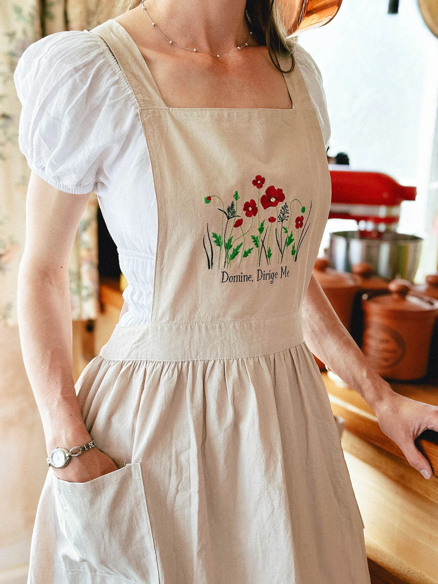 Joan of Arc – Embroidered Linen Apron Dress - Image 3