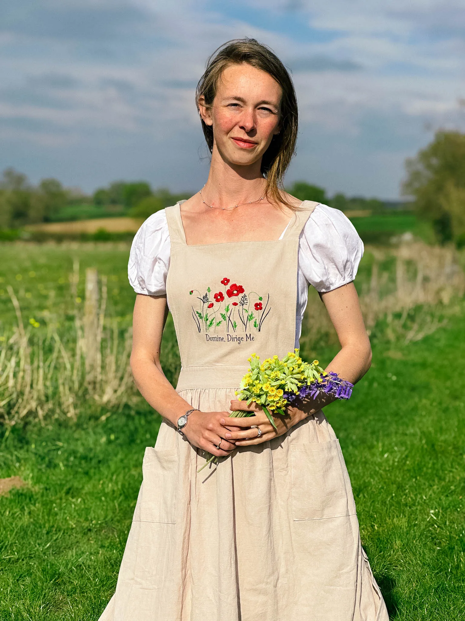 Joan of Arc – Embroidered Linen Apron Dress - Image 4