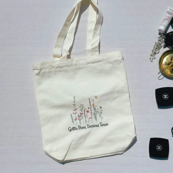 Catholic Full of Grace Tote Bag